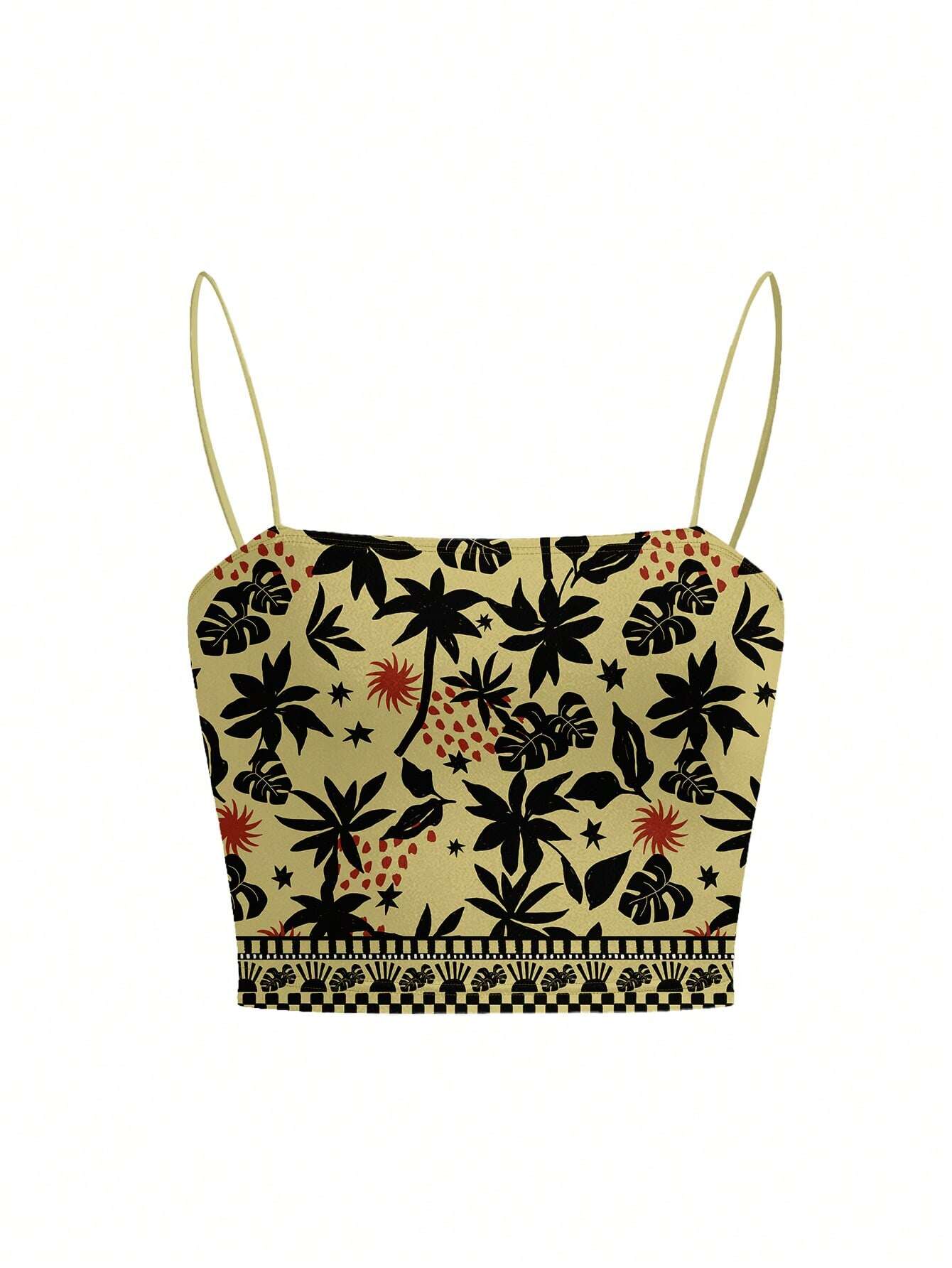 Yellow, women's tank top with floral print