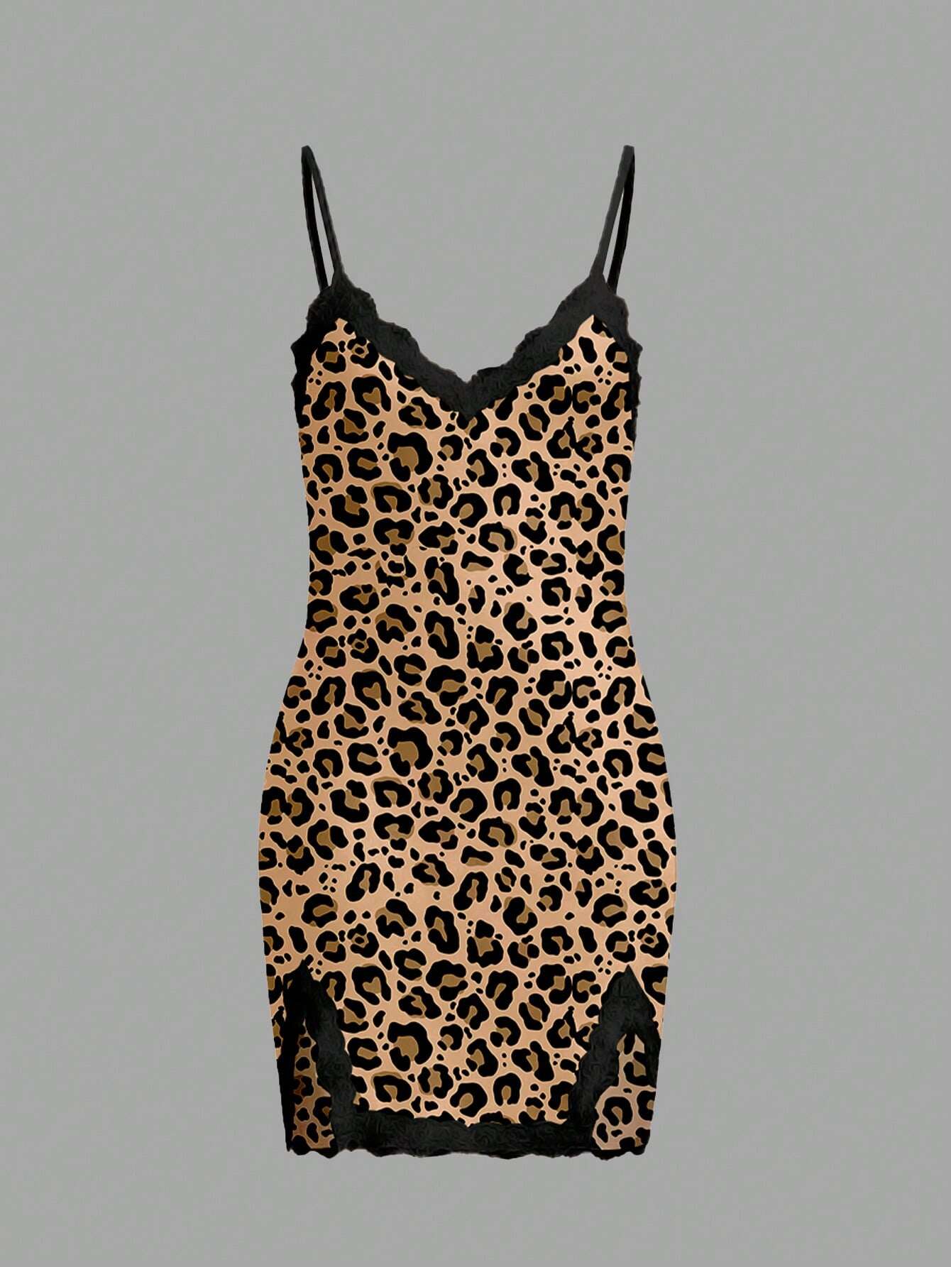 Ladies' spaghetti strap dress, leopard print lace style