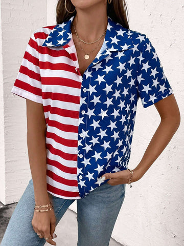 Ladies' top, printed with the American flag