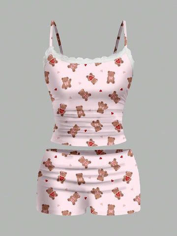 Women's suit, camisole shorts - teddy bear print