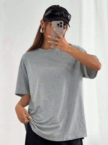 Grey, women's T-shirt, casual style